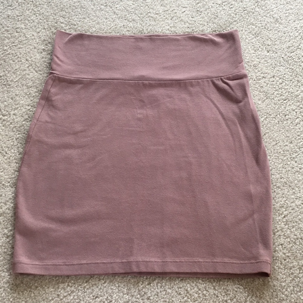 Mauve cotton stretch mini skirt